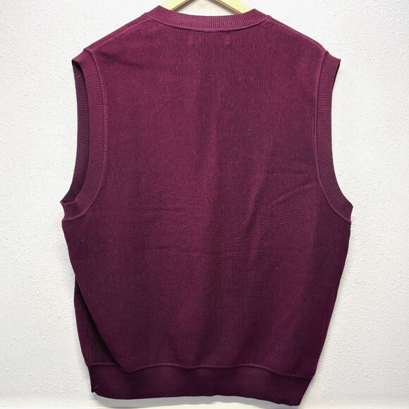 Fairway & Greene Mens XL Burgundy Sleeveless V-Neck Pullover Pima Sweater Vest - Picture 2 of 7